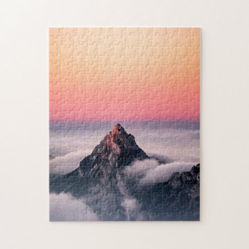 Mountain Swiss Alps Switzerland Sunset Nature Jigsaw Puzzle