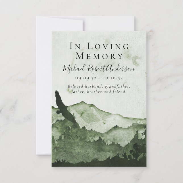 Mountain Sympathy Funeral Thank You Note Card (Back)