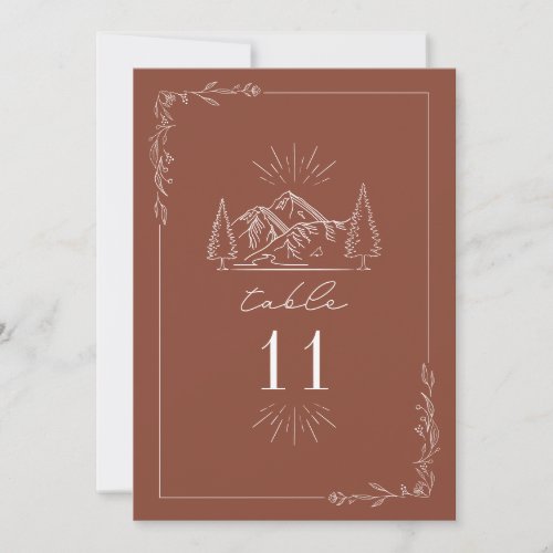 Mountain Terracotta Wedding Table Number