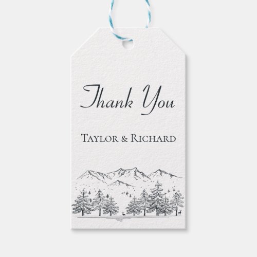 Mountain Thank you Winter Nature Wedding Trees Gift Tags