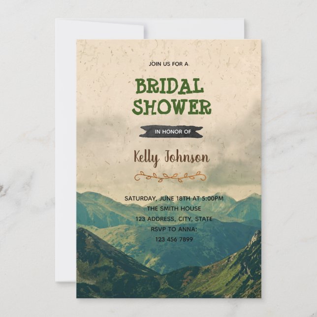 Mountain theme bachelorette shower invitation (Front)