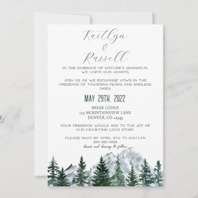 Mountain Theme Wedding Invitation (Front)
