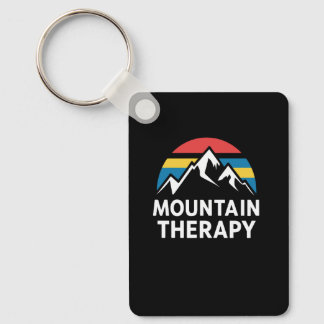 Mountain Therapy Retro Sunset Outdoor Adventure Hi Keychain
