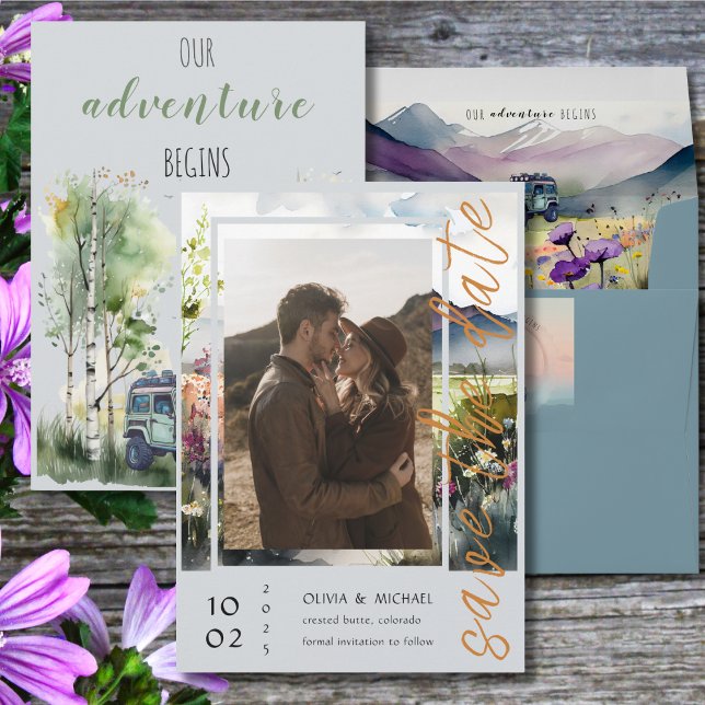Mountain Thyme Wildflower Save The Date Card (Creator Uploaded)