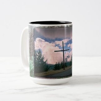 Mountain Top Cross Two-Tone Coffee Mug