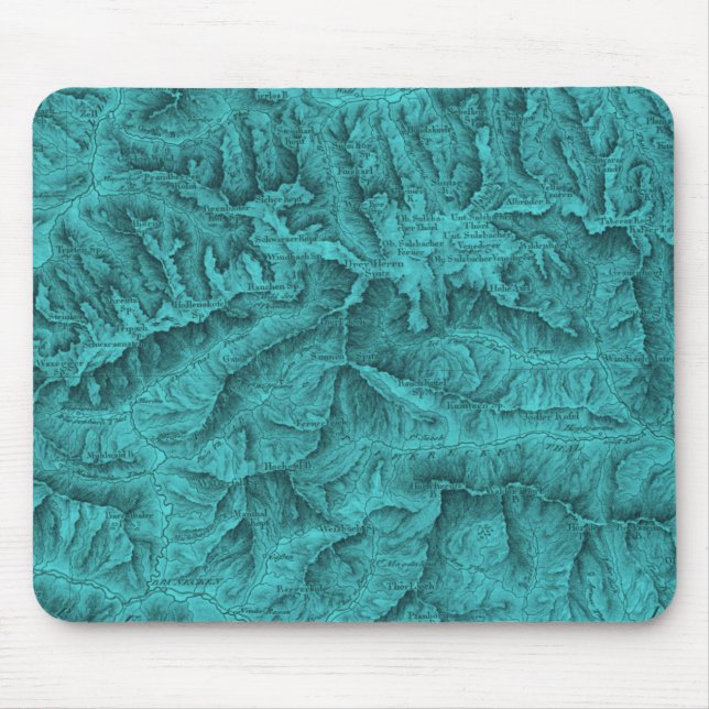 Mountain Topographic Map Blue  Mouse Pad (Front)
