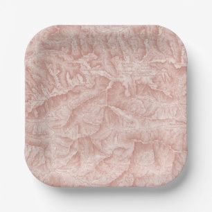 Mountain Topographic Map Paper Plates
