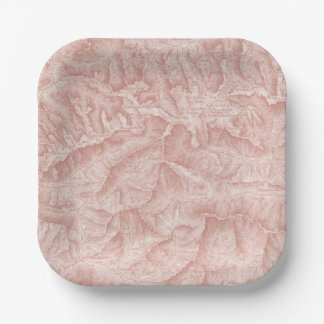 Mountain Topographic Map Paper Plates