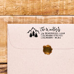 Mountain Tops & Pines Rustic Family or Wedding Self-inking Stamp<br><div class="desc">Rustic return address rubber stamp with charming fonts and the illustration of pine trees against a mountain backdrop.</div>