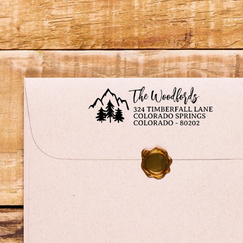 Mountain Tops  Pines Rustic Family or Wedding Self_inking Stamp