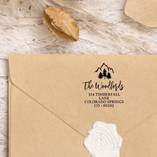 Mountain Tops  Spruces Rustic Family or Wedding  Self_inking Stamp