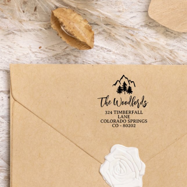 Mountain Tops & Spruces Rustic Family or Wedding  Self-inking Stamp (Creator Uploaded)