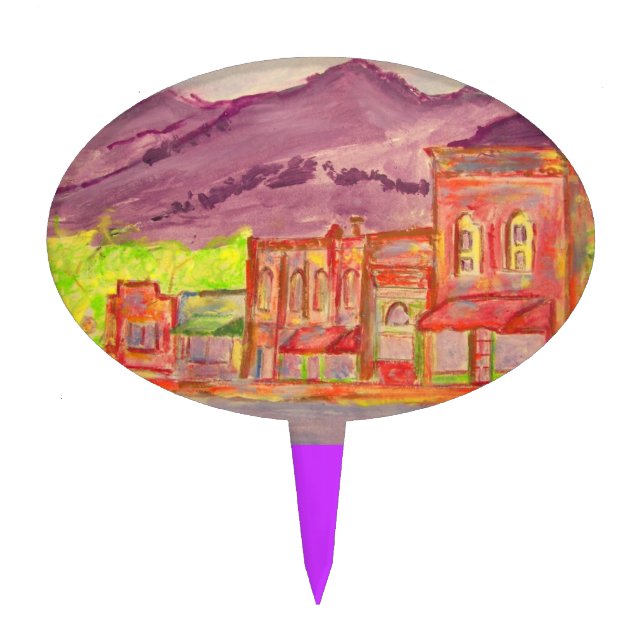 mountain town art cake topper (Front)