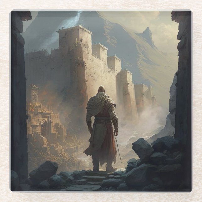 Mountain Town Siege Glass Coaster (Front)