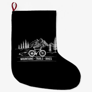 Mountain Trail Bikes - Cyclist Bike Rider Bicycle  Large Christmas Stocking