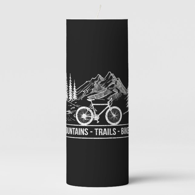 Mountain Trail Bikes - Cyclist Bike Rider Bicycle  Pillar Candle (Front)