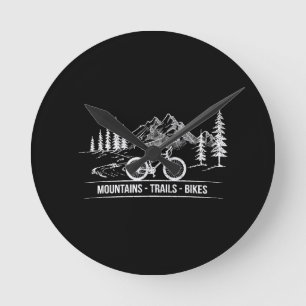 Mountain Trail Bikes - Cyclist Bike Rider Bicycle  Round Clock
