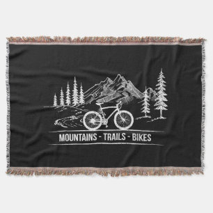 Mountain Trail Bikes - Cyclist Bike Rider Bicycle Throw Blanket