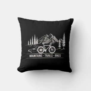 Mountain Trail Bikes - Cyclist Bike Rider Bicycle Throw Pillow