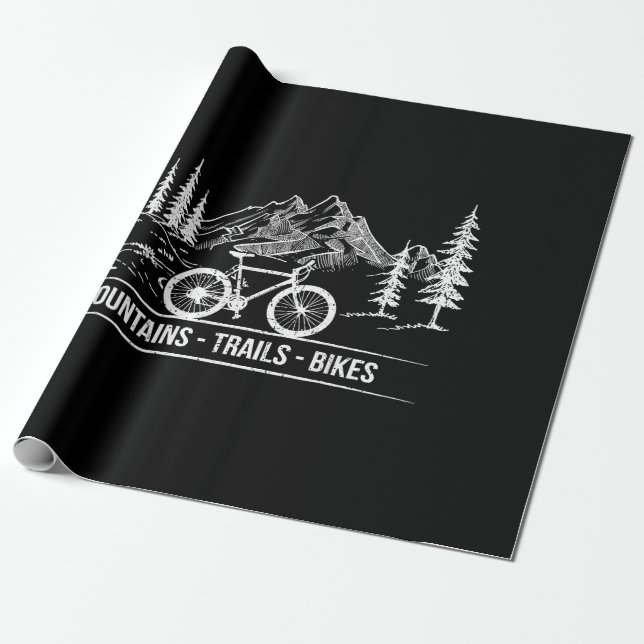 Mountain Trail Bikes - Cyclist Bike Rider Bicycle  Wrapping Paper (Unrolled)