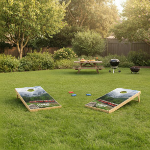 Mountain Train Surname Custom Cornhole Set