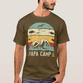 Mountain Tree Campfire Happy Camping Day Papa Camp T-Shirt