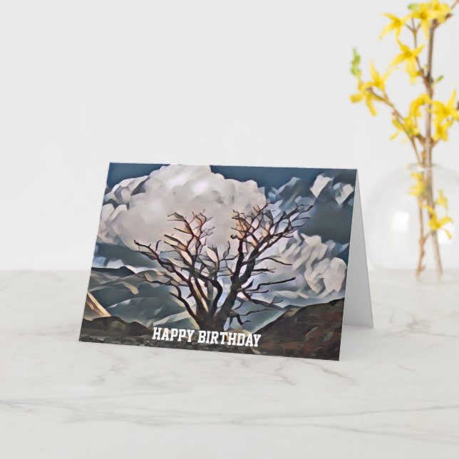 MOUNTAIN TREE   CARD (Yellow Flower)