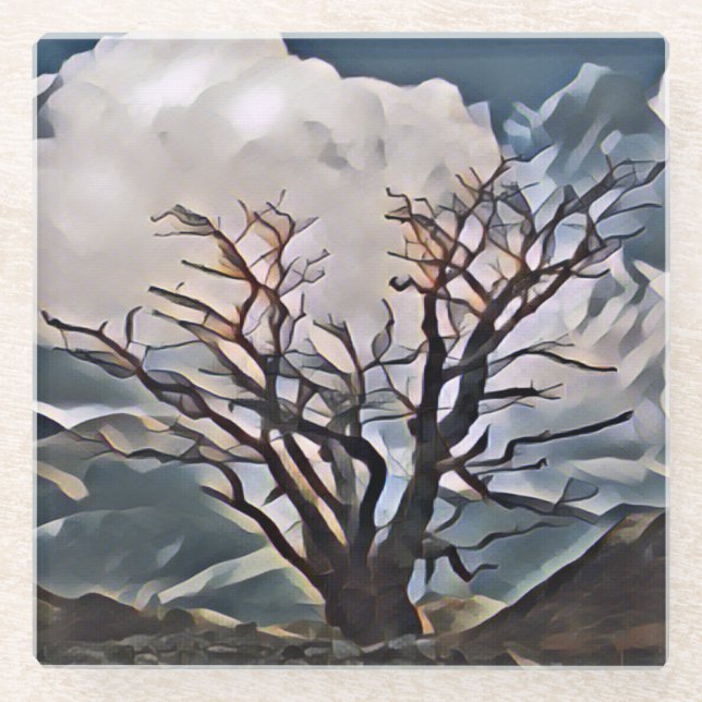 MOUNTAIN TREE   GLASS COASTER (Front)