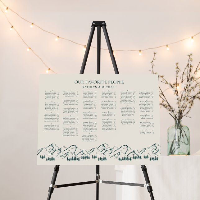Mountain Tree Outdoor Green Wedding Seating Chart Foam Board (Creator Uploaded)