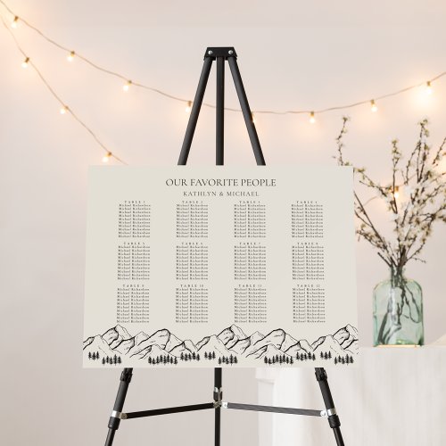 Mountain Tree Outdoor Wedding 12 Table Seating Foam Board