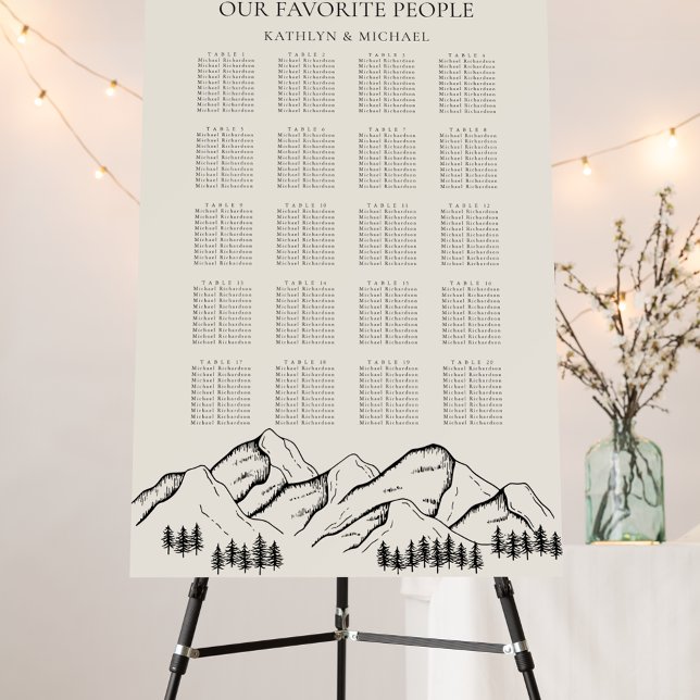 Mountain Tree Outdoor Wedding 20 Table Seating Foam Board (Creator Uploaded)
