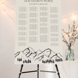 Mountain Tree Outdoor Wedding Alphabetical Seating Foam Board