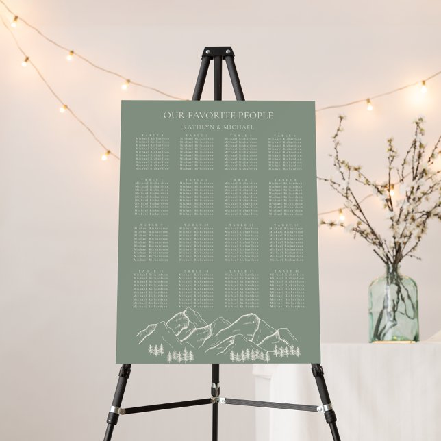 Mountain Tree Sage Green Wedding 16 Table Seating Foam Board (Creator Uploaded)