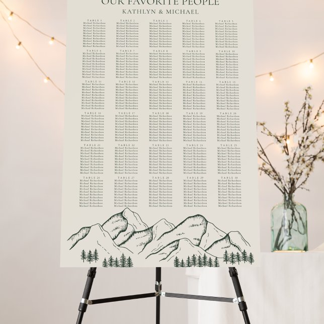 Mountain Tree Sage Green Wedding 30 Table Seating Foam Board (Creator Uploaded)