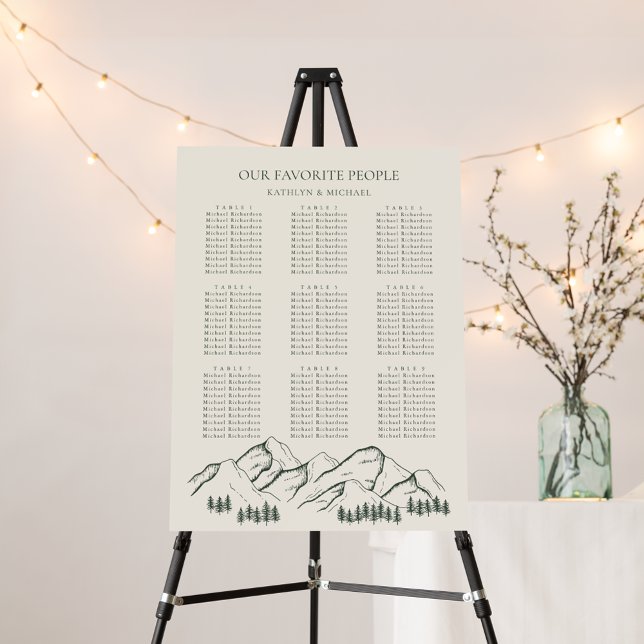 Mountain Tree Sage Green Wedding 9 Table Seating Foam Board (Creator Uploaded)
