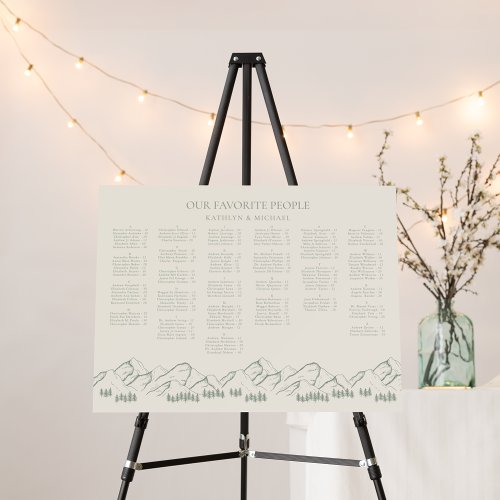 Mountain Tree Sage Green Wedding Seating Chart Foam Board