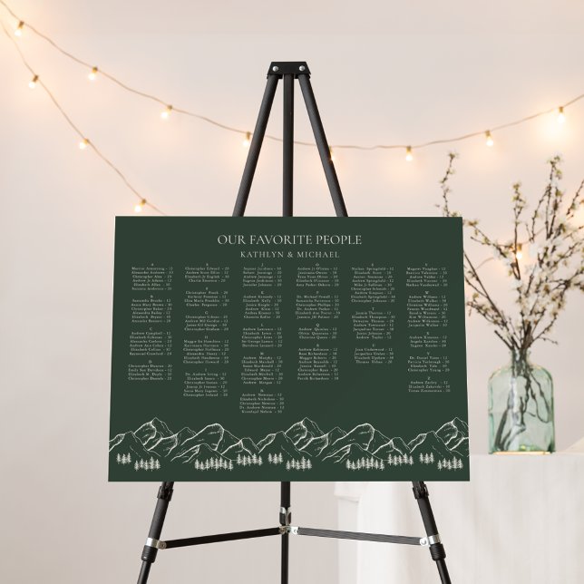 Mountain Tree Sage Green Wedding Seating Chart Foam Board (Creator Uploaded)