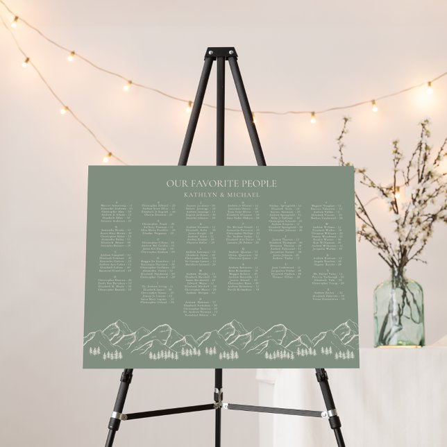 Mountain Tree Sage Green Wedding Seating Chart Foam Board (Creator Uploaded)