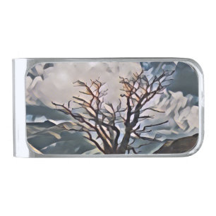 MOUNTAIN TREE SILVER FINISH MONEY CLIP