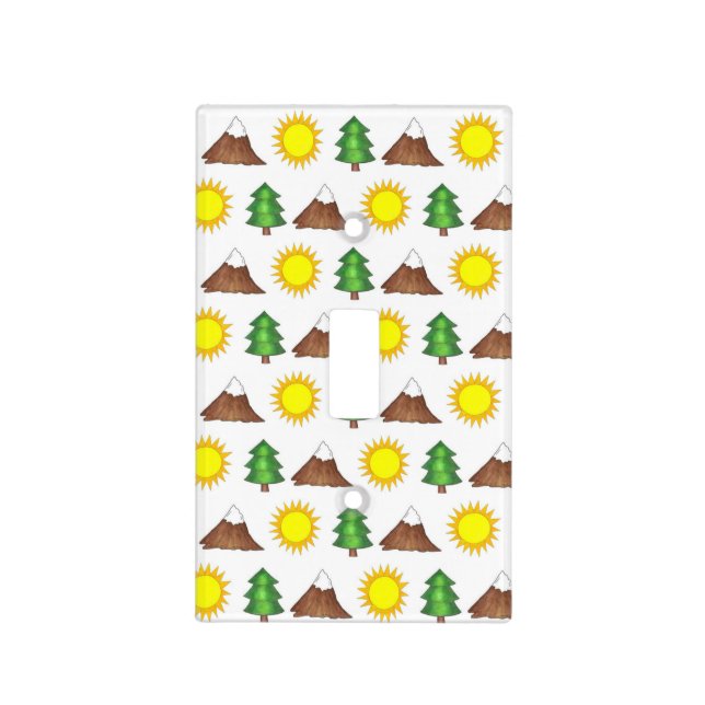 Mountain Tree Sunshine Camping Campground Cabin Light Switch Cover (Front)