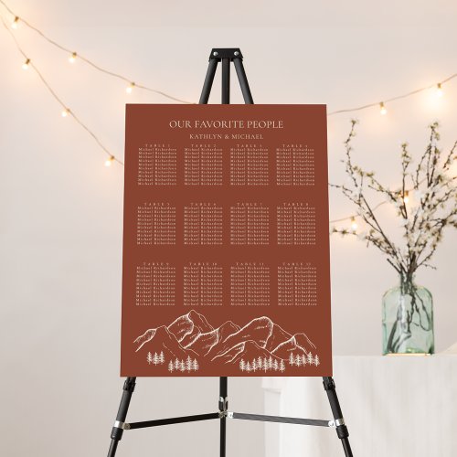 Mountain Tree Terracotta Wedding 12 Table Seating Foam Board