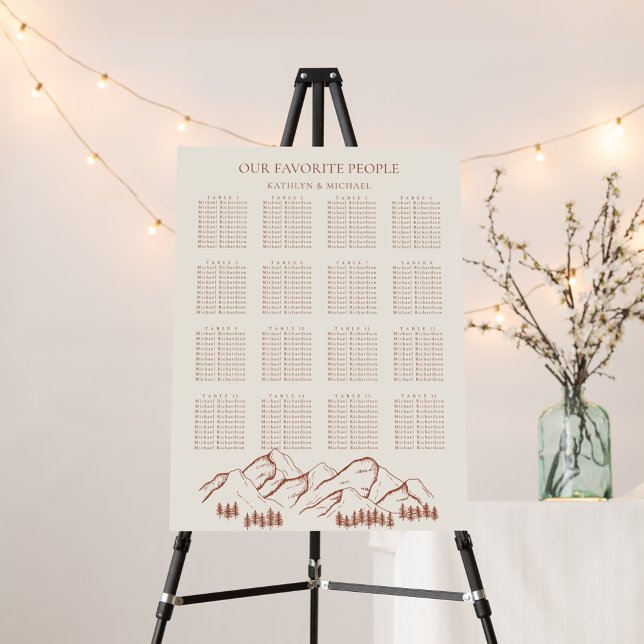 Mountain Tree Terracotta Wedding 16 Table Seating Foam Board (Creator Uploaded)