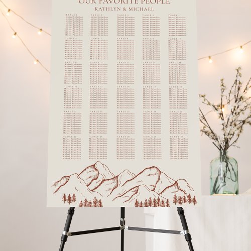 Mountain Tree Terracotta Wedding 30 Table Seating Foam Board