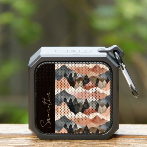 Mountain Trees Abstract Monogram Personalized Bluetooth Speaker