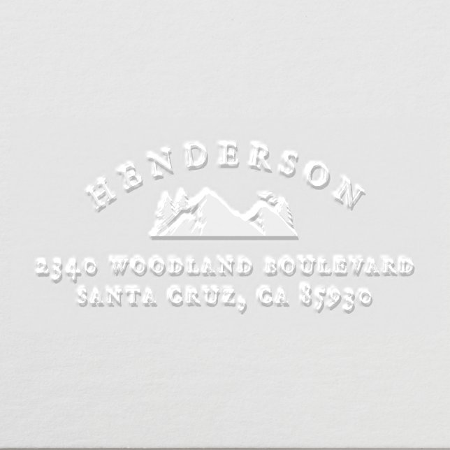 Mountain & Trees Rustic Family Name Return Address Embosser (Design)