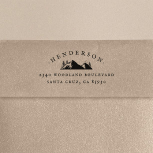 Mountain & Trees Rustic Family Name Return Address Self-inking Stamp