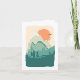 Mountain Trees Sunrise Letterpress Thank You Card