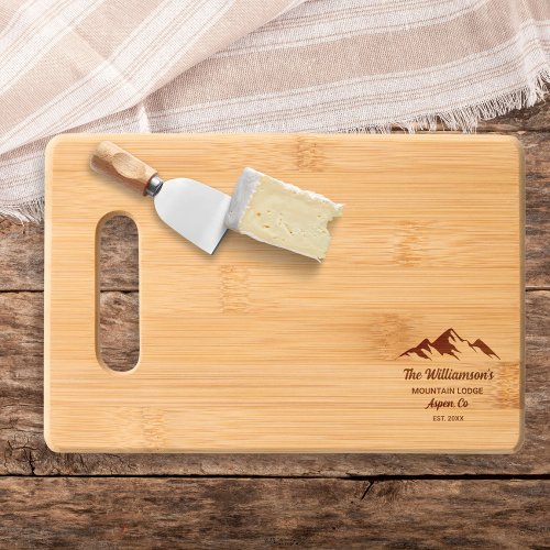 Mountain Vacation Ski House Family City Name Cutting Board