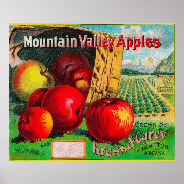 Mountain Valley Apple LabelHamilton, MT Poster (Front)