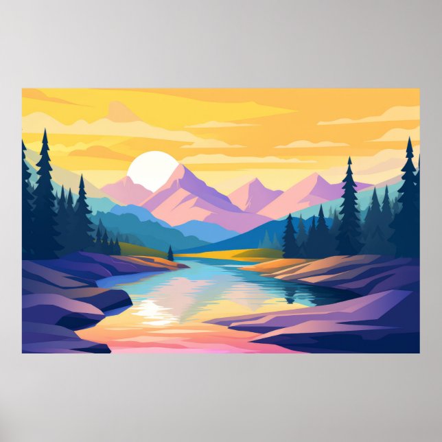 Mountain Valley Landscape Nature Poster (Front)